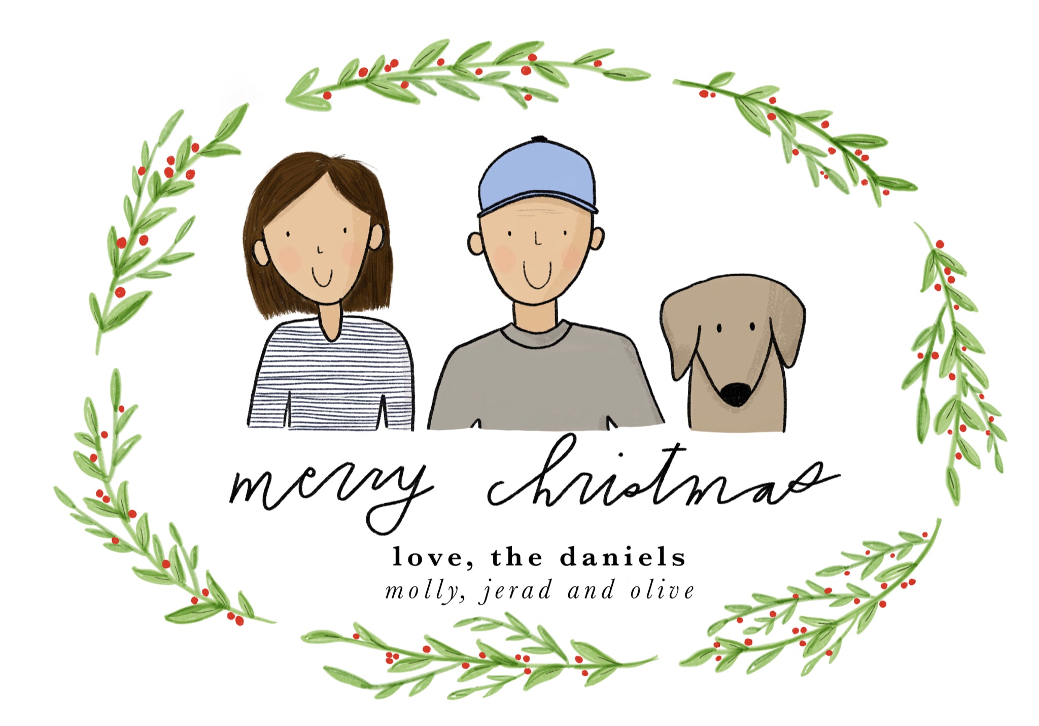 Family Holiday Card Illustration